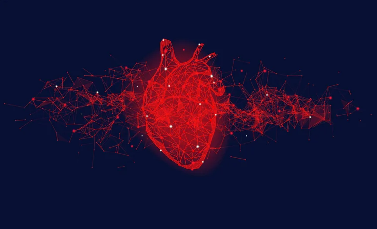 Red geometric AI heart